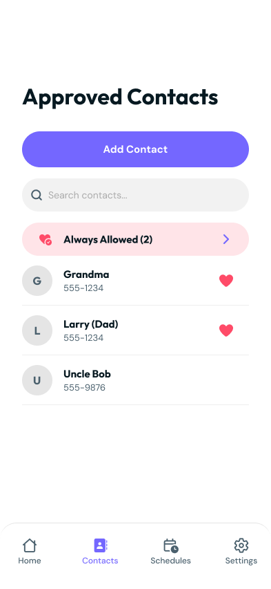 Smalltalk parent app approved-contacts list